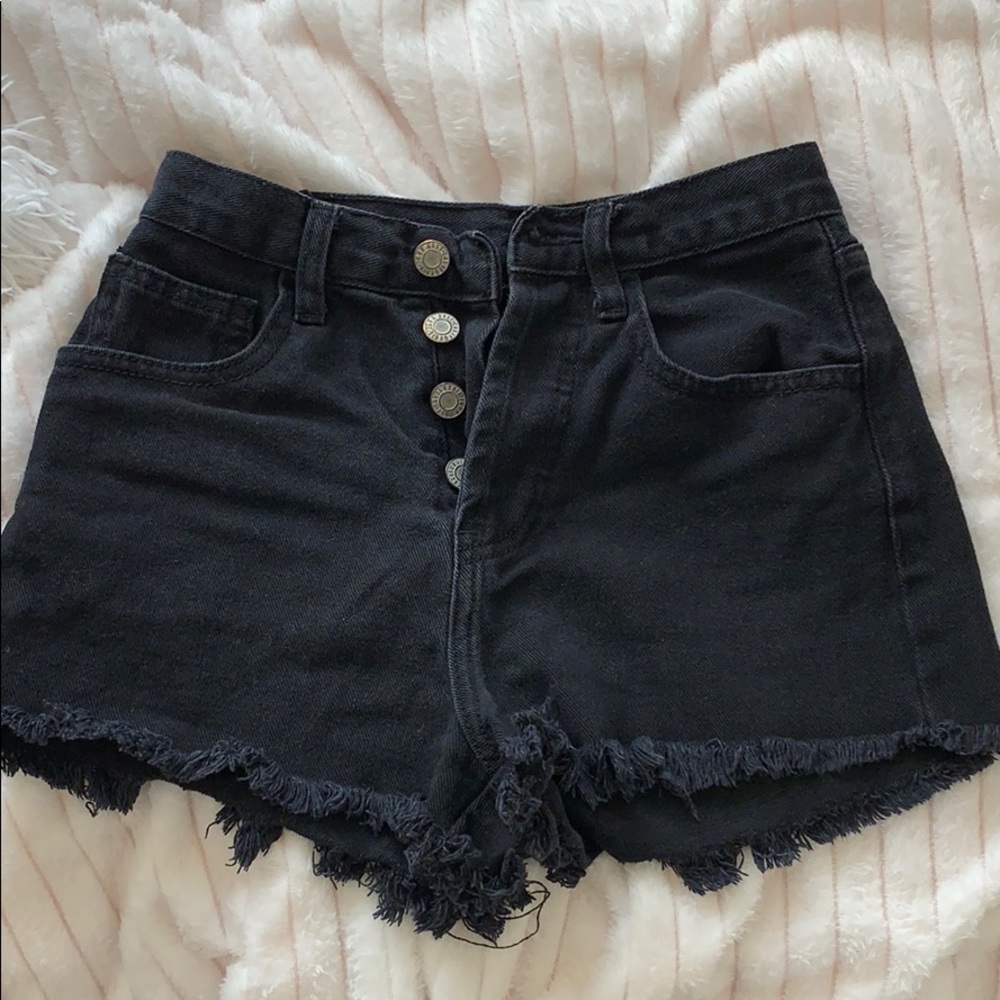 black denim shorts